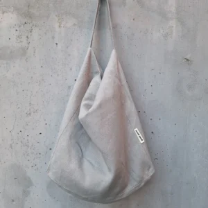 Gray linen shoulder bag, single strap, everyday tote — Luna by gumi-gumi